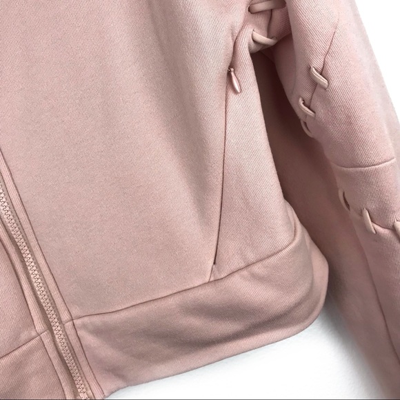 ALO Yoga blush pink high neck loop stitch zip front crop sweatshirt size small - Picture 6 of 9